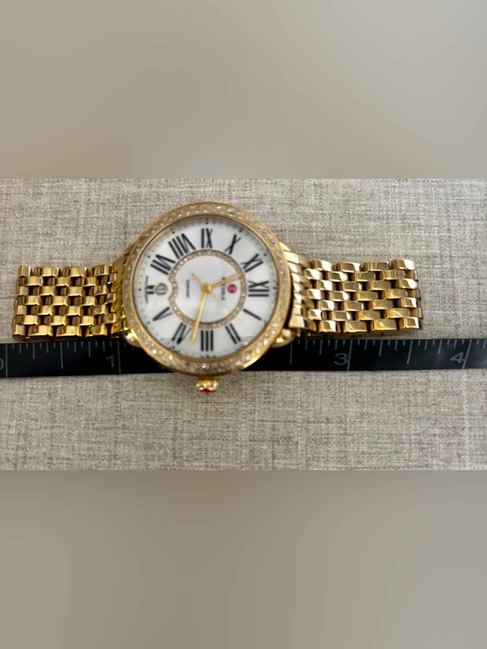 Michele Serein Gold Tone Diamond Bezel Women's Watch 134 Diamonds New Battery! - Picture 13 of 13